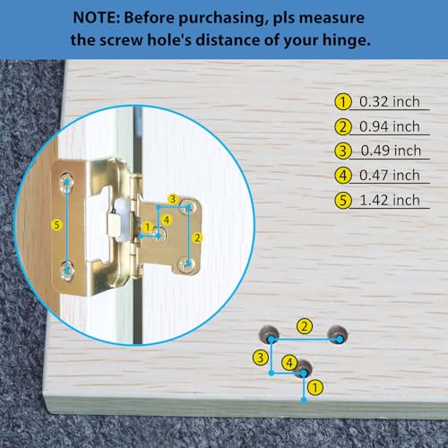 50 Pack (25 Pairs) 1/2 Inch Overlay Brass Gold Cabinet Hinges - color: Brass Gold, size: 50 Pack (25 Pairs)