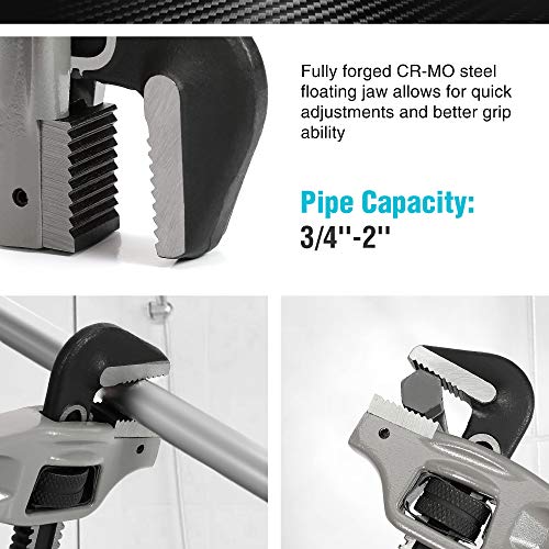 DURATECH 14-inch Aluminum Offset Pipe Wrench, Adjustable Plumbing Wrench - size: 14-inch, style: Offset