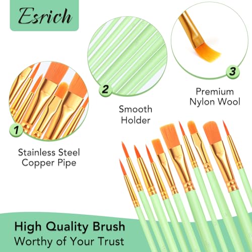 ESRICH 100PCS Paint Brushes, Paint Brush for Acrylic Painting - color: Green, size: 100