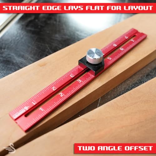 RED Tail Offset Ruler, Woodworking Straight Edge, 8”