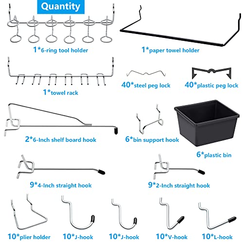 Pegboard Hooks Assortment, for Organizing Various Tools, with Pegboard Bins, 165 PCS, 80 of Which are Locks - style: 165PCS