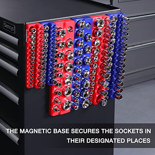WORKPRO Magnetic Socket Organizer Set, 6-Piece Metric SAE Socket Holder Set - size: 6 Pieces-1/4", 3/8", & 1/2" DR, SAE & Metric