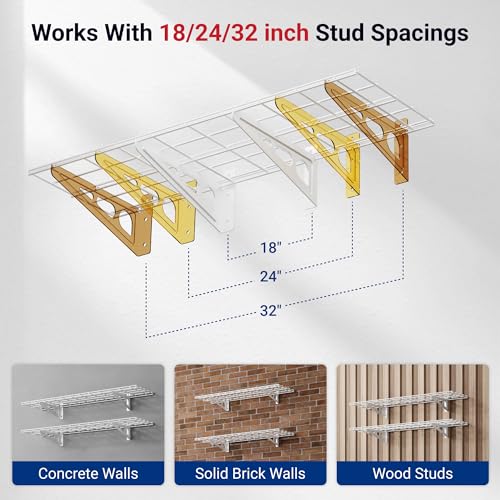 FLEXIMOUNTS 2-Pack 1x4ft 12-inch-by-48-inch Wall Shelf Garage Storage Rack Wall Mounted Floating Shelves, 450 lbs Load Capacity, White, Classic Series - color: White, size: 2 pack-1x4 ft