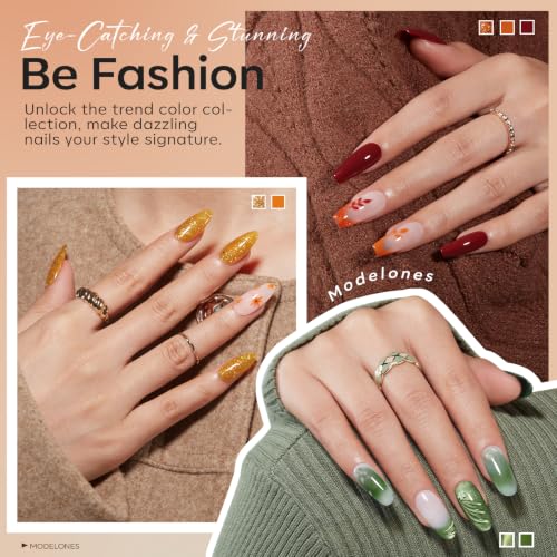 modelones Gel Nail Polish Set Jelly Glitter 20 Colors Primer Top Base Coat - color: A0-Autumn Colors