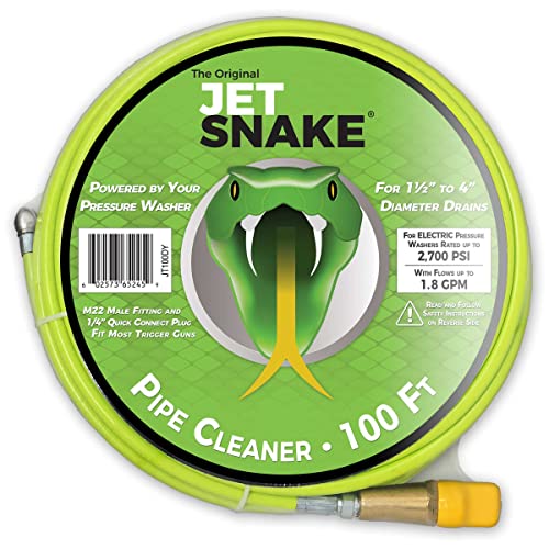 100 FT Sewer Jetter for Electric Pressure Washers - Flexible Steel Braid - style: 100 FT for Electric Pressure Washers