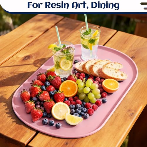 24"x16" Oval Silicone Mats for Crafts - Non-Slip Painting Mat with Raised Edges, Reusable Table Protector for Resin, Clay, Paint ，Playdough ，Jewelry-Making & Crafts Creation (Pink) - color: Pink