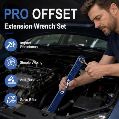 Pro Offset Extension Wrench 19PCS,Impact Wrench Extender Tools Socket Set - color: Blue
