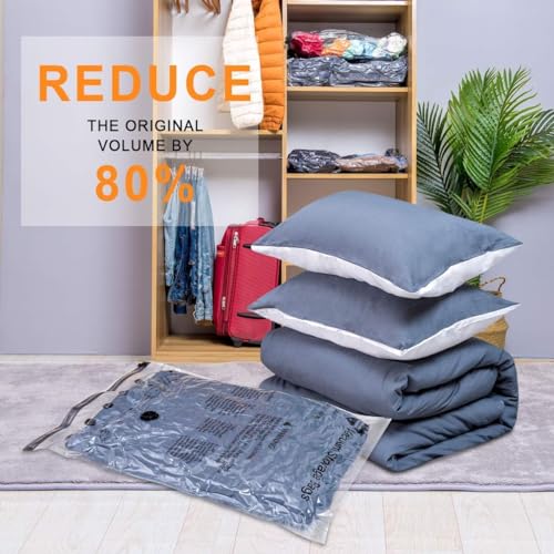 GONGSHI Vacuum Seal Bags for Clothing Travel & Home Storage, Travel Vacuum Bags with Pump,Space Saver for Blankets, Comforters, Pillows, Clothes,24 Combo with Electric Pump