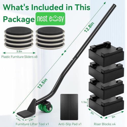NEST EASY Furniture Lifter Tool 8-Pack of 3.5" Sliders, Save 80% Effort