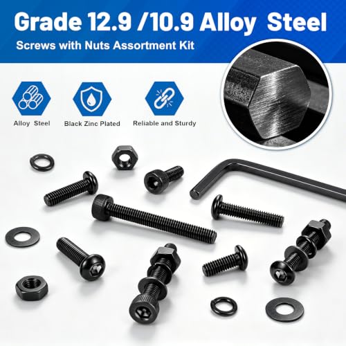 3400PCS M3 Hex Socket Button & Cap Head Screws Kit 12.9 & 10.9 Steel - size: G12.9 M3 3400PCS