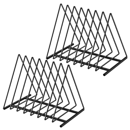 TOPCJ 2 Sets Upgraded Triangle File Folder Rack,7 Sections File Holder,File Storage Sorter/Stand,Desktop File Organizer,Wire Organizer Rack,Magazine Folder Holder,Letter/Legal, Anti-Scratch/Rusty - size: 2 Sets