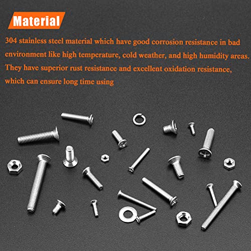 HELIFOUNER 1500 Pieces M2 M3 M4, 304 Stainless Steel Phillips Countersunk Head Machine Screws Bolts Washers Nuts Hardware Assortment Kit - style: Phillips Countersunk Head