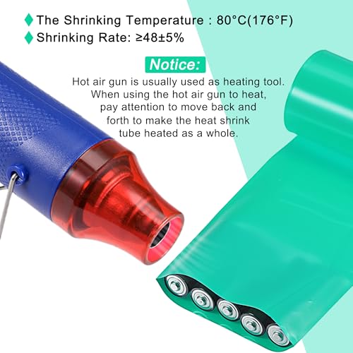 MECCANIXITY Battery Wrap PVC Heat Shrink Tubing 50mm Dia 80mm Flat 10 Feet(3meters) Green Good Insulation for Battery Pack - color: Green, size: 50mmx80mmx3m