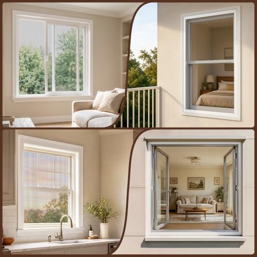 Window Screen Frame Kit, Makes 2 Screens, Up to 46 x 46 in - color: White-Polyester, size: 46" W X 46" H (2 Pack)