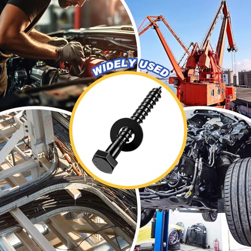Zonon 50 Pcs 1/4" X 2" Hex Head Lag Bolts Screws with Washers, Black - color: Black, size: 1/4" X 2"