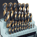 29Pcs Cobalt Drill Bit Set, 135 Degree Tip High Speed Steel with Black and Gold Finish, Stainless Steel, Plastic and Wood with Metal Indexed Storage Case 1/16"-1/2" - color: 4341-29pcs