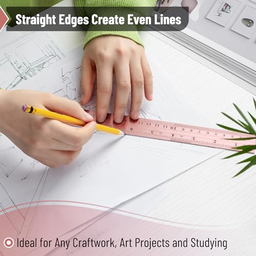 Mr. Pen- Metal Straight Edge Ruler, 2 Pack, 6" and 12", Rose Gold - color: Rose Gold, size: 6, 12 inch