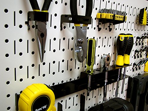 Wall Control Pegboard Rack Horizontal Metal Pegboard Garage Tool Storage Pack - Two 32-Inch Wide x 16-Inch Tall Easy To Install Peg Boards (Beige) - color: Beige