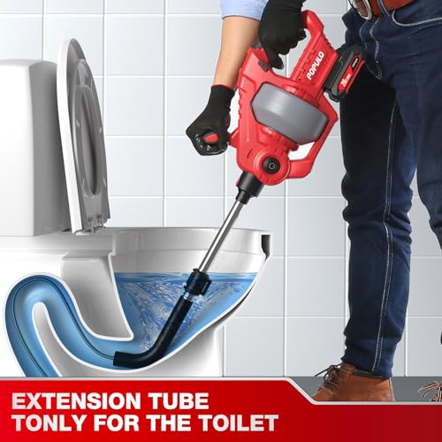 POPULO 25Ft Cordless Electric Toilet Drain Snake Auger For Toilet & drain - style: 24FT