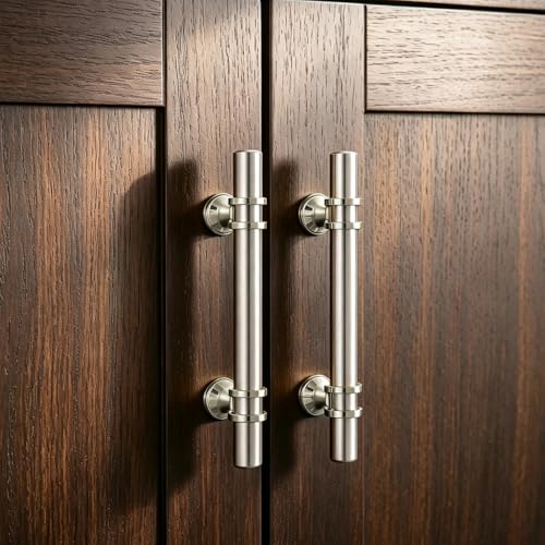 Rergy 10 Pack 5 Inch Hole Center Brushed Nickel Cabinet Pulls Kitchen Pulls - color: Brushed Nickel, size: 5-1/16in Hole Center(128mm)
