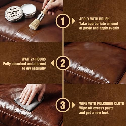 Leather & Furniture Repair Salve 2 Pack, Furniture Salve with Brush for Leather Wood, Leather Conditioner Help Prevent Cracking or Fading - size: 2 Pack
