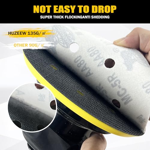 80Pcs 6 Inch 6-Hole Hook&Loop Sanding Discs, 100 Grit Diamond Yellow Sand, Dust-Free/Wear-Resistant, Latex Paper Base (No Fray), 135G Backing for Wood/Metal/Auto, DIY & Pros - style: 6inch-6Hole