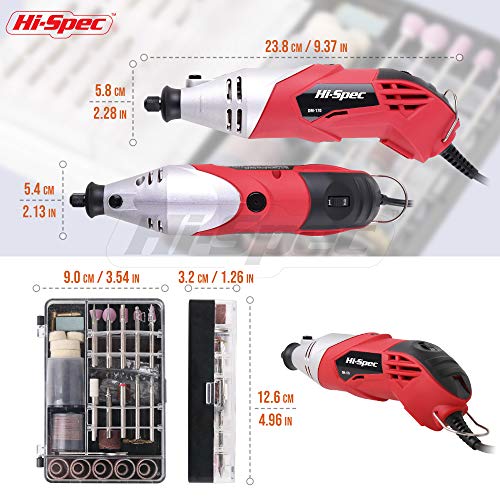Hi-Spec Rotary Tool Kit 170W 1.4A with Dremel Compatible Bit Accessories - color: Silver