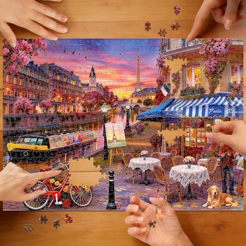 Paris Street Puzzles for Adults 1000 Pieces - color: Romantic Paris Evening