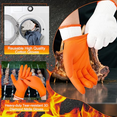 ANBOSON BBQ Gloves Disposable, Heat Resistant Grilling Gloves for Cooking - size: X-Large, style: 10mil Nitrile - Orange
