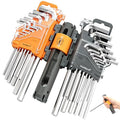 MULWARK 27-Piece Allen Wrench Set Metric and SAE Hex Key Set with L-to-T Torque Handle, CR-V Steel for Auto, Bike, Furniture and Machinery - style: 27 pcs Metric SAE