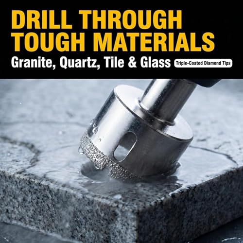Drilax 5-Pc Diamond Hole Saw Set 3/4 to 1-1/2 Inch with Guide & Case - style: 5 Pcs Set 3/4" to 1-1/2"