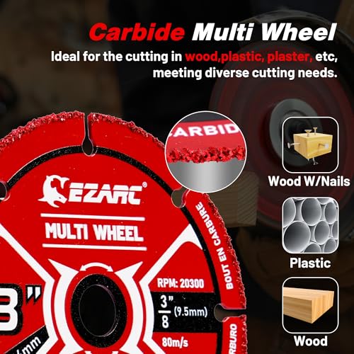 EZARC 3 Inch Cut Off Wheel Set for Metal, Wood, Tile, 3/8" Arbor, 3-Pack