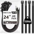 Large Zip Ties Heavy Duty Outdoor 24 inch (40 Pack), Heavy Duty Zip Ties 220 lbs, Black, by ANOSON - size: 24"/40 pk (220 Lb)