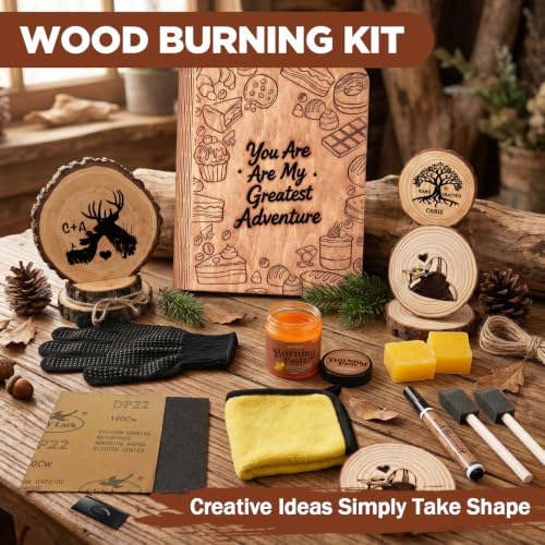 13PCS Wood Burning Paste Kit, 4OZ Wood Burning Gel with Single Sided Wood Burning Pen Marker for Easy Application & Beautiful Engravings, Ideal DIY Craft Kit for Beginners and Handmade Enthusiasts