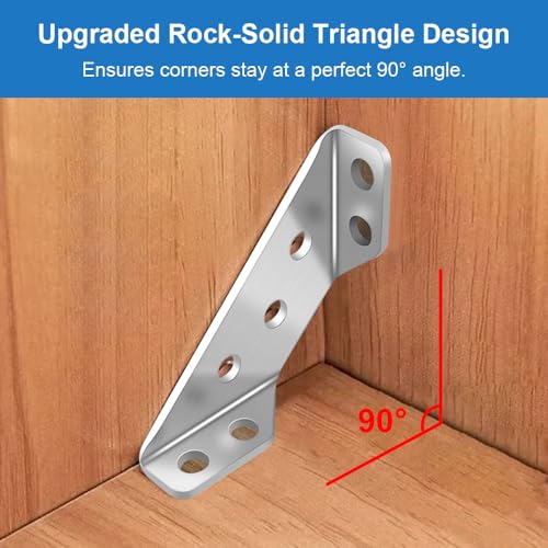 30 Pack Stainless Steel Corner Braces Heavy Duty L Brackets for Wood,Universal Furniture Corner Connectors for Shelves,Tables, Cabinets, Drawer, Chair,Metal Angle Corner Brackets with Screws