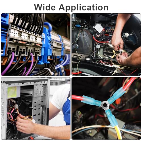 20PCS 3 Way Wire Connectors – 16-14 AWG Y Butt Heat Shrink Connectors, Waterproof Crimp Terminals, Tinned Copper Electrical Connectors for Automotive, Marine, LED, Trailer, DIY Wiring - size: 16-14 AWG-Blue, style: 3-Way