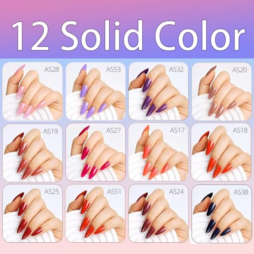 288Pcs Almond Press on Nails Medium Fake Nails with 12 Solid Color False Nails Reusable Acrylic Artificial Glue on Nail Shiny Full Cover Nails Press ons for Women Girls Manicure - color: Style-25