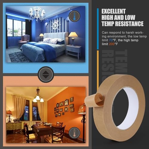 Lichamp 3 Pack Brown Painters Tape 1 inch, Brown Masking Tape 1 inch x 55 Yards x 3 Rolls (165 Total Yards)