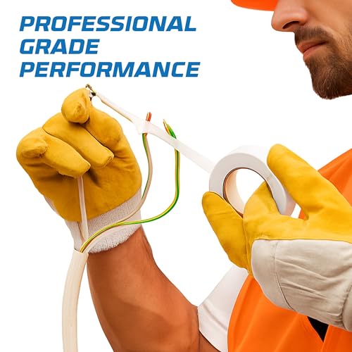 OHLECTRIC Professional Grade Vinyl Electrical Tape (1 Pack) White - 7 Mil Thick Flame-Retardant, Heat & Weather Resistant 3/4 Inch x 60 Feet | Ideal for Contractors & Electricians - size: 1 Roll, style: White