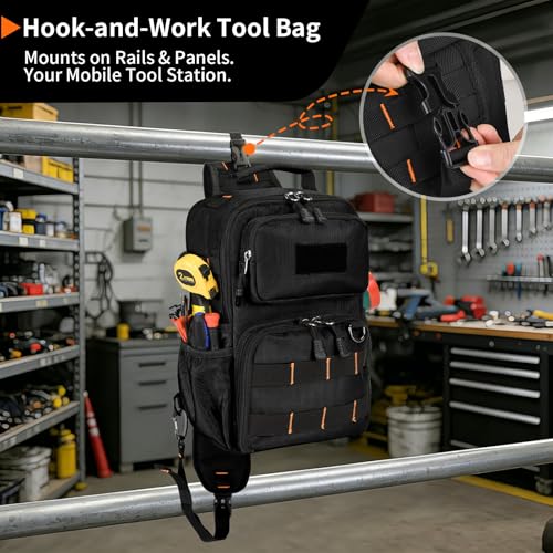 Rexmore Tactical Electrician & HVAC Tool Chest Bag, 3-Point Harness Black - color: Black