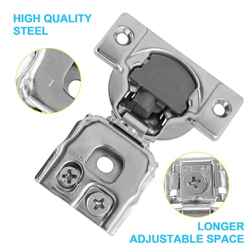 1 Inch Overlay Soft Close Cabinet Hinges, 6 Pack Slow Soft Close Hinges for Kitchen Cabinets Satin Nickel Hidden Self Closing Kitchen Cabinet Hinges for Cupboard - size: 1 inch Overlay