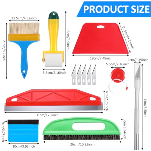 Wallpaper Smoothing Tools,Wallpaper Tool Kit with Squeegee Smoother,Seam Roller,Wallpaper Brush, Smoothing Tool Kit for Applying Peel and Stick Wallpaper, Vinyl Backsplash Tile