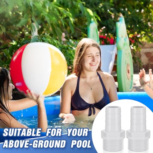 2 Pcs Pool PVC Tube Fitting Barbed Hose Fittings Adapter - color: White, size: 2 Inch