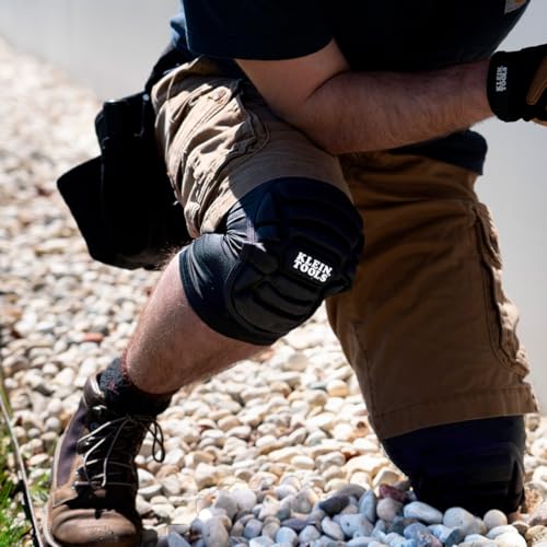 Klein Tools 60592 Knee Pads, Lightweight Padded Knee Sleeves, Breathable Mesh Back, Elastic Cuff with Slip-Resistant Silicone, Black, L/XL - size: L/XL