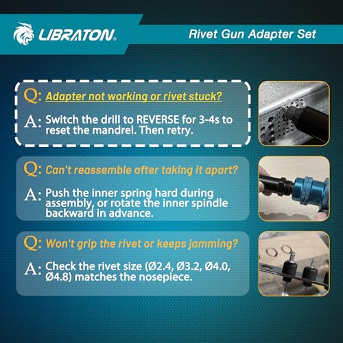 LIBRATON Rivet Gun Adapter for Electric Drill, Rivet Drill Attachment - size: 4 Sizes
