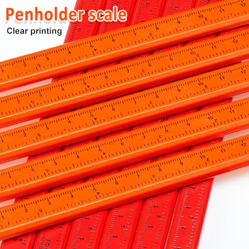 Honoson 200 Pcs Flat Construction Pencils with Printed Ruler Wood Graphite 2 Pcs Carpenter Pencil Sharpener for Woodworking Marking Tool (Orange and Red) - color: Orange and Red