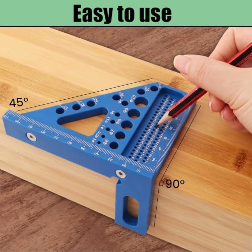 3D Multi-Angle Carpenter Square, 45/90 Plastic Layout Ruler, Blue - color: Blue