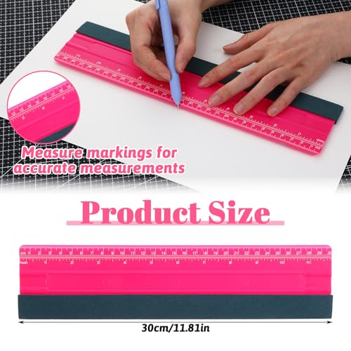 Wallpaper Smoothing Tool, Professional Vinyl Squeegee with Ruler Felt Squeegee for Vinyl Decals Sticker Paper Wallpaper Window Film Tools (12inch) - size: 12inch