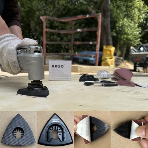 XXGO 105 Pcs Oscillating Multi Tool Finger Triangle Sanding Pads Kits - size: 3-1/8 Inch Triangle & 2 Inch Finger Kit - 105 Pcs
