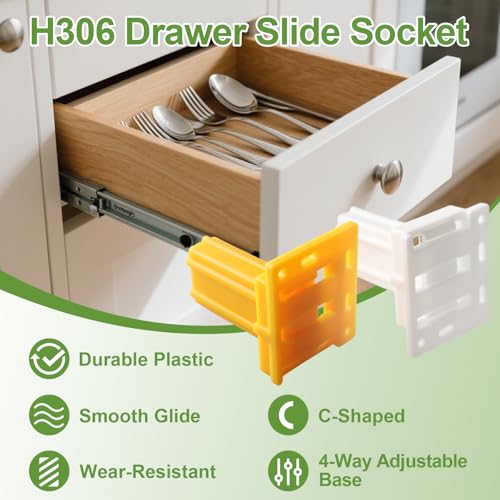 H306 Drawer Slide Socket Set,3/4" C Shaped Slide Channel Replacement Cabinet Hardware Support for RV Camper Drawer Rails